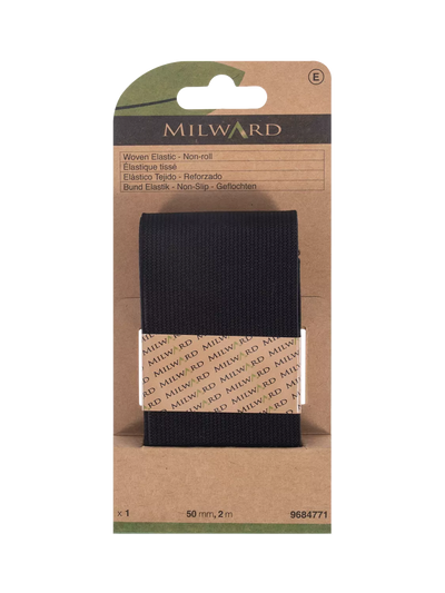 John Lewis Milward Non-Roll Woven Elastic 50mm x 2m Black- Buy online at McGrocer