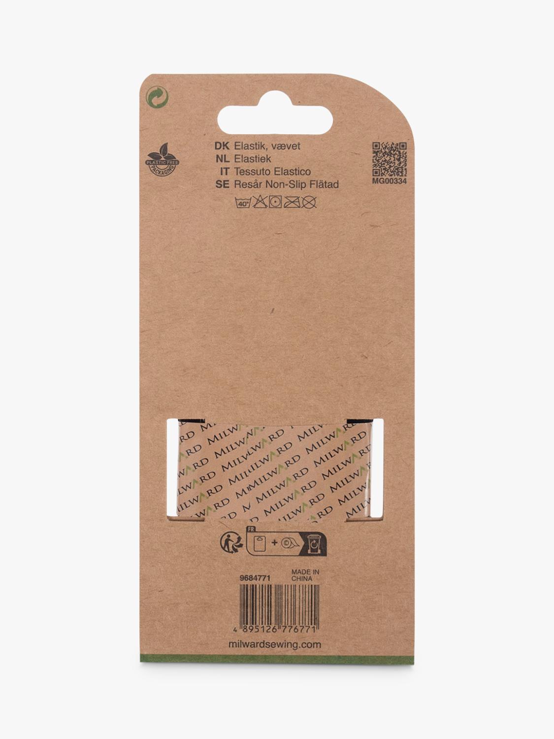 Milward non-roll woven elastic black 50mm x 2m - British product