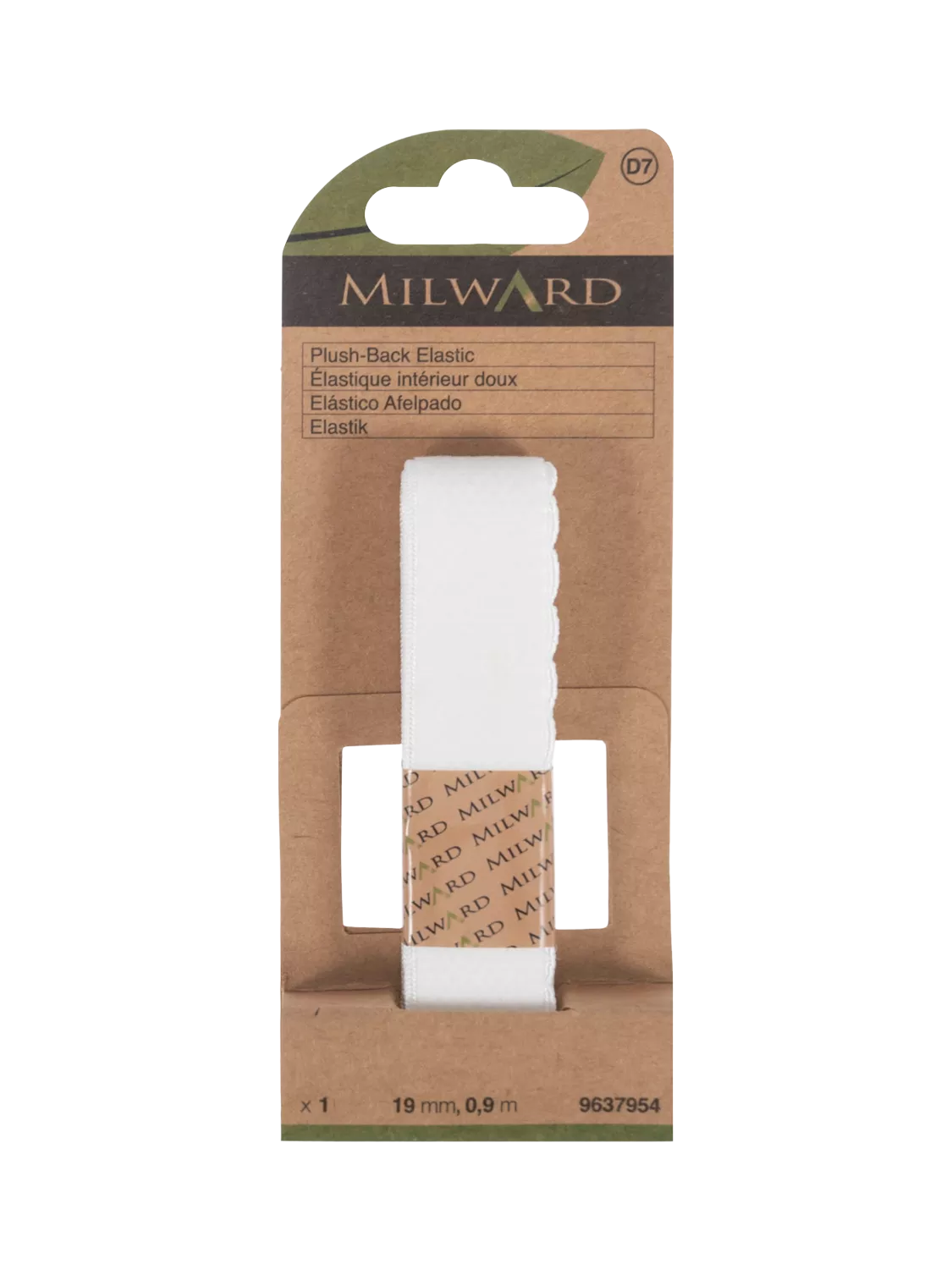 Milward Plush Back Elastic white 19mm x 90cm, UK version