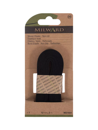 John Lewis Milward Woven Non-Roll Elastic Black 12mm x 2m- Buy online at McGrocer