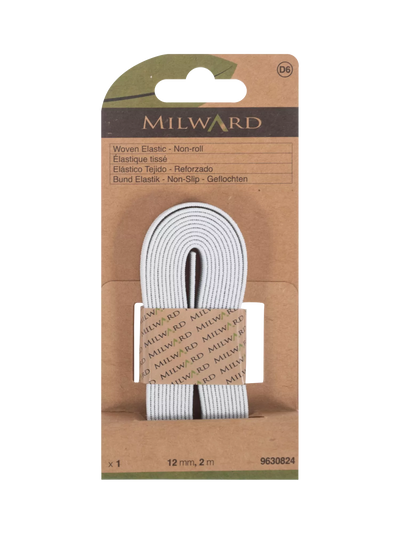 John Lewis Milward Woven Non-Roll Elastic White 12mm x 2m- Buy online at McGrocer