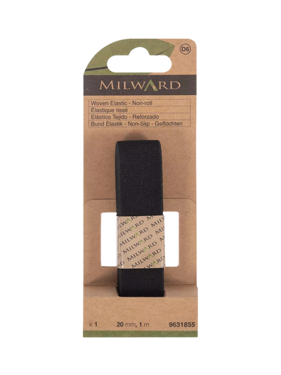 John Lewis Milward Woven Non-Roll Elastic Black 20mm x 1m- Buy online at McGrocer