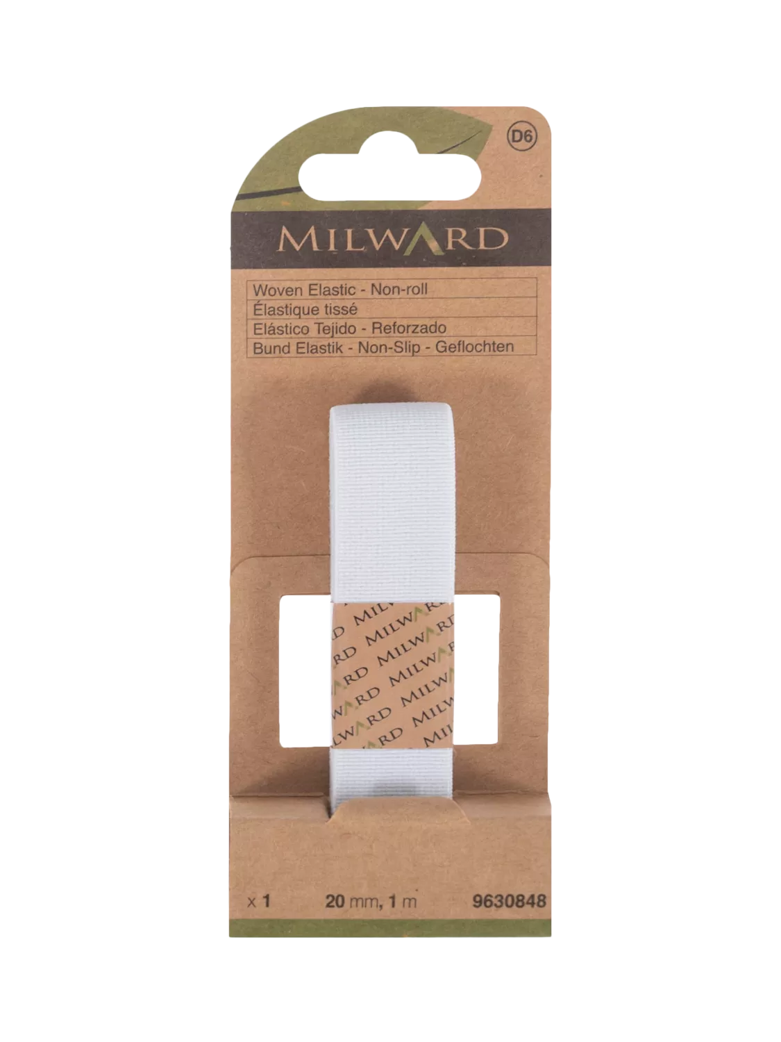 Milward white woven elastic 20mm x 1m (British brand)