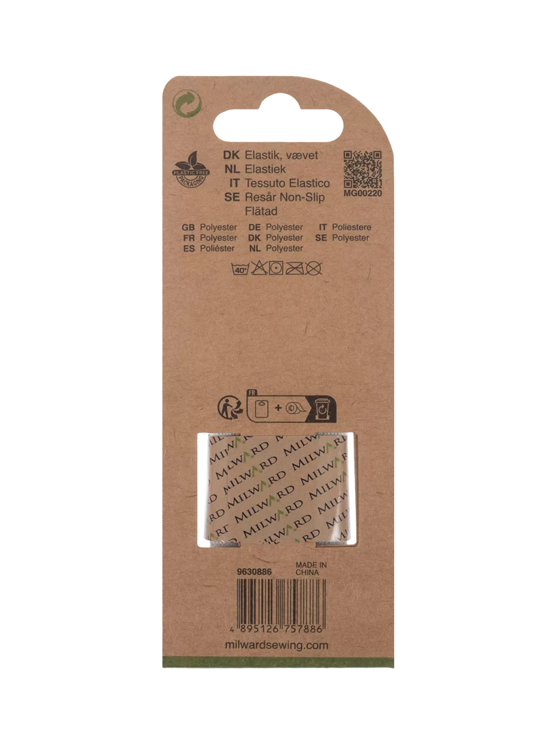 Milward woven non-roll elastic 31mm x 1m white, UK version