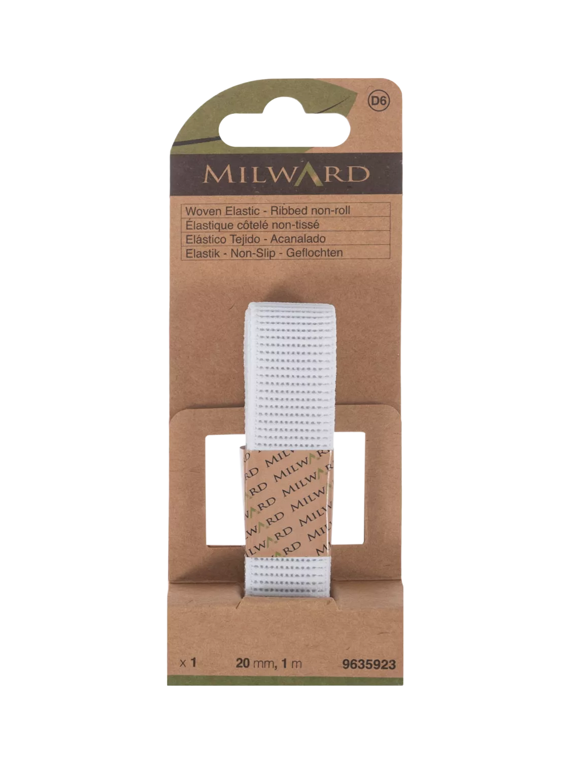 Milward webbed elastic white 20mm x 1m (British brand)