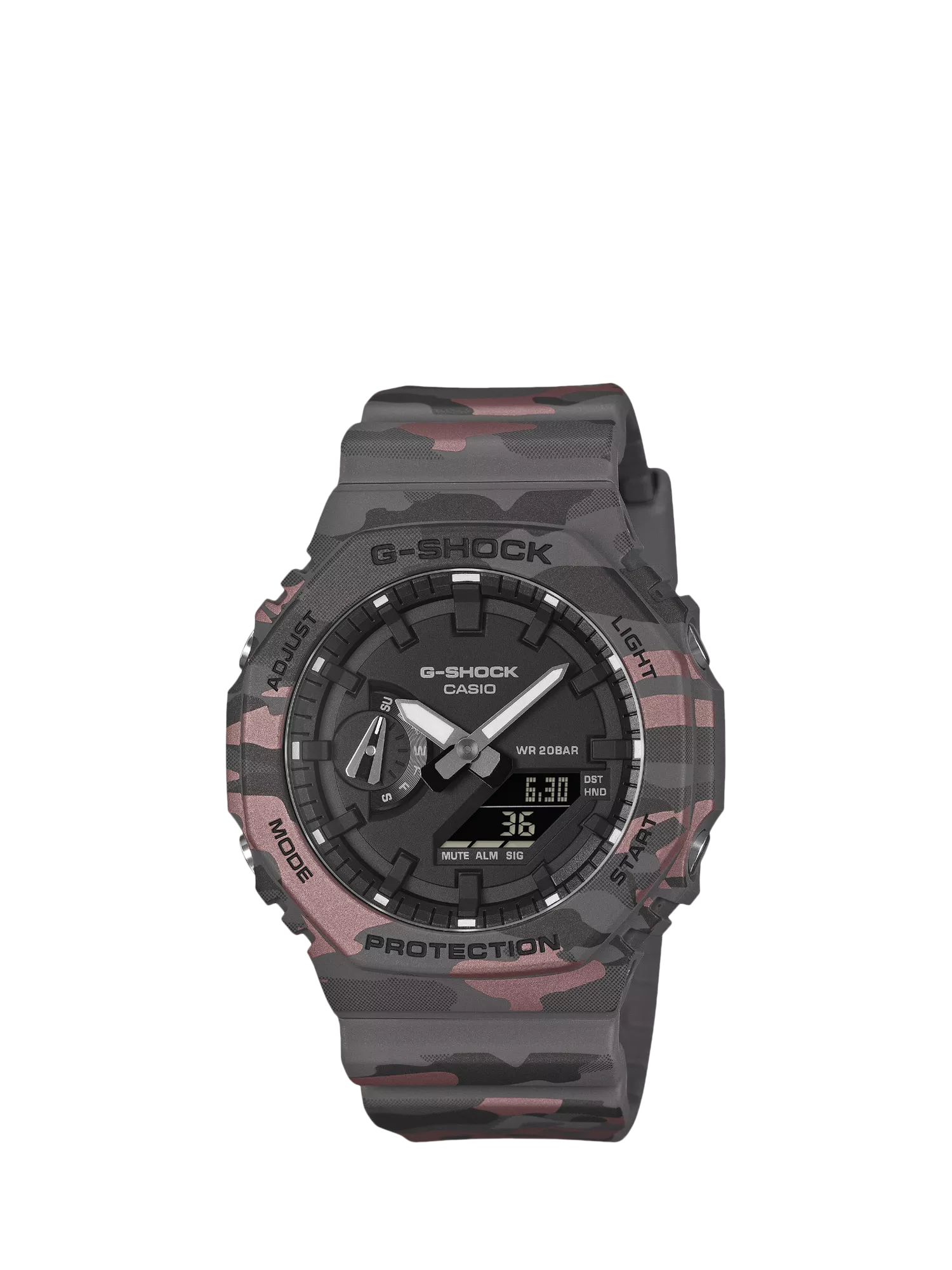 Casio G-SHOCK 2100 camo digital analogue watch, UK version