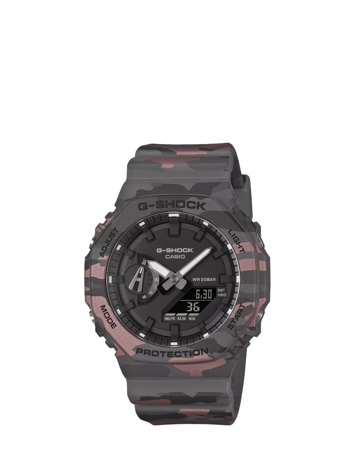 Casio G-SHOCK 2100 camo digital analogue watch, UK version
