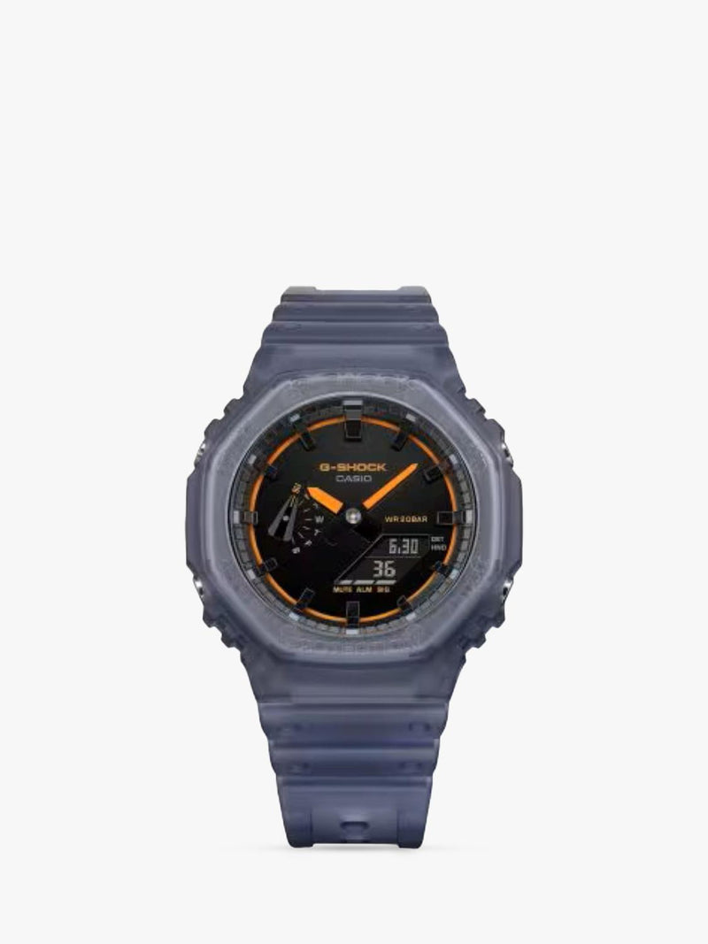 Casio G-SHOCK Smoked Lights 2100 blue watch, imported from the UK