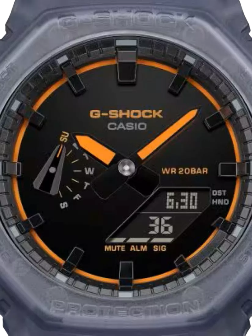 Casio G-SHOCK Smoked Lights 2100 blue watch, imported from the UK