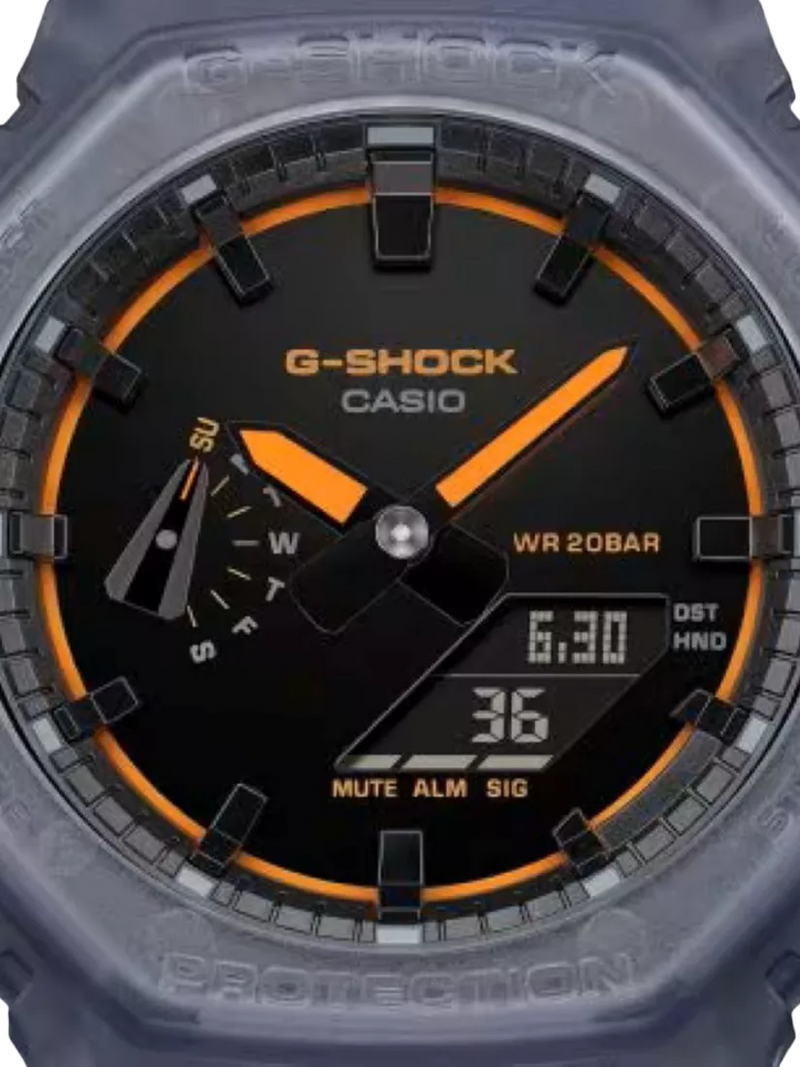 Casio G-SHOCK Smoked Lights 2100 blue watch, imported from the UK