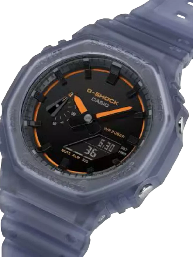 Casio G-SHOCK Smoked Lights 2100 blue watch, imported from the UK
