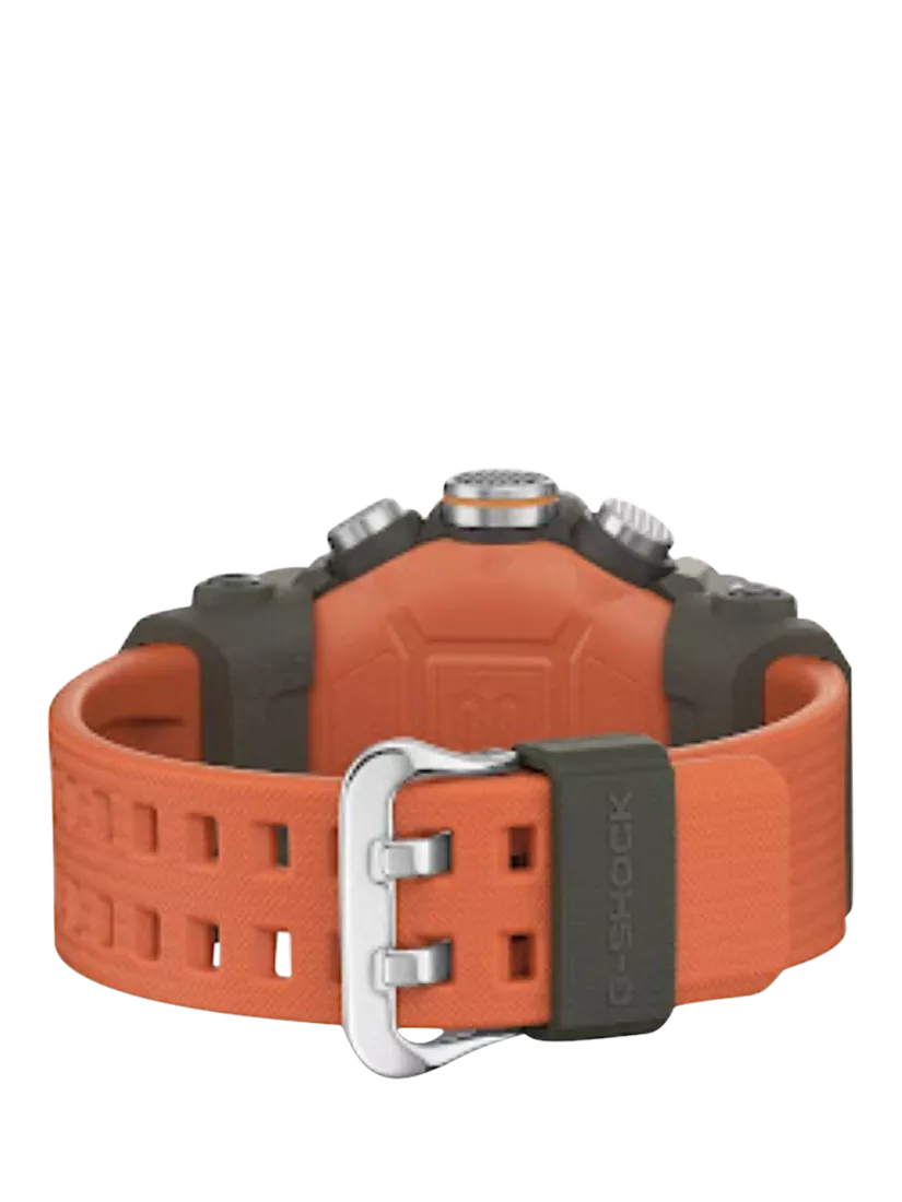 Casio G-Shock Mudmaster men's watch with orange strap, imported from the UK