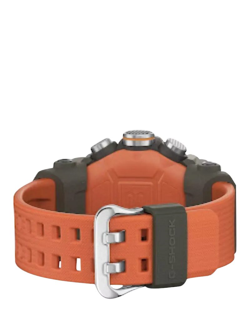 Casio G-Shock Mudmaster men's watch with orange strap, imported from the UK