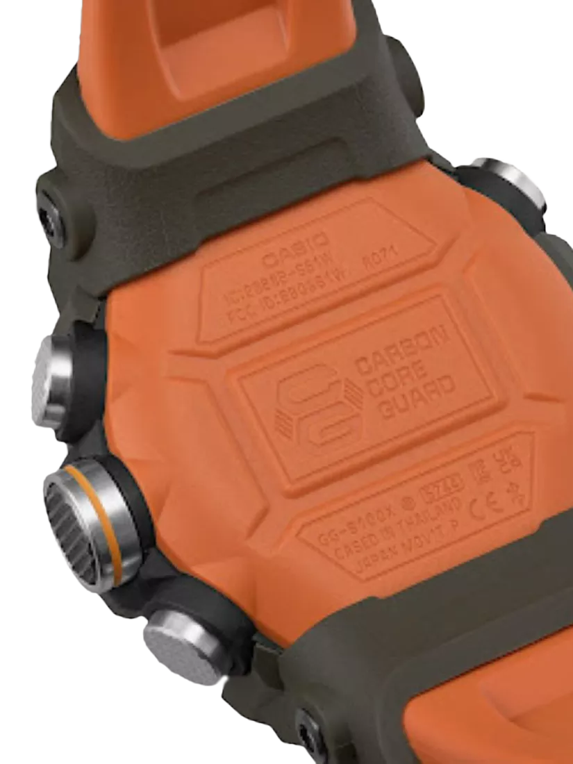 Casio G-Shock Mudmaster men's watch with orange strap, imported from the UK