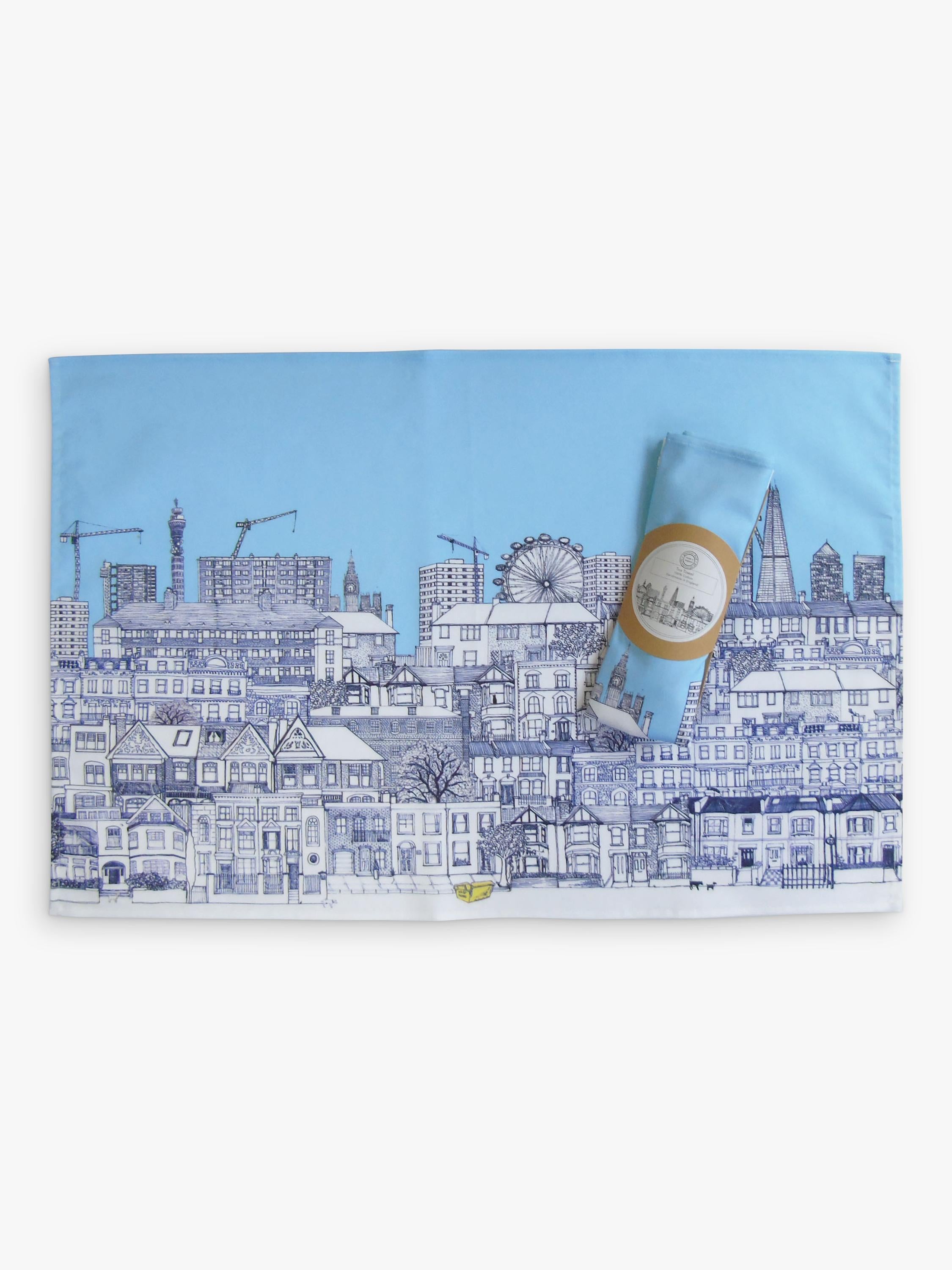 Glorious Mud London Houses tea towel - British product