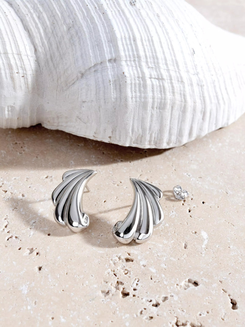 Kit Heath Shell Echo Grande earrings, silver (British brand)