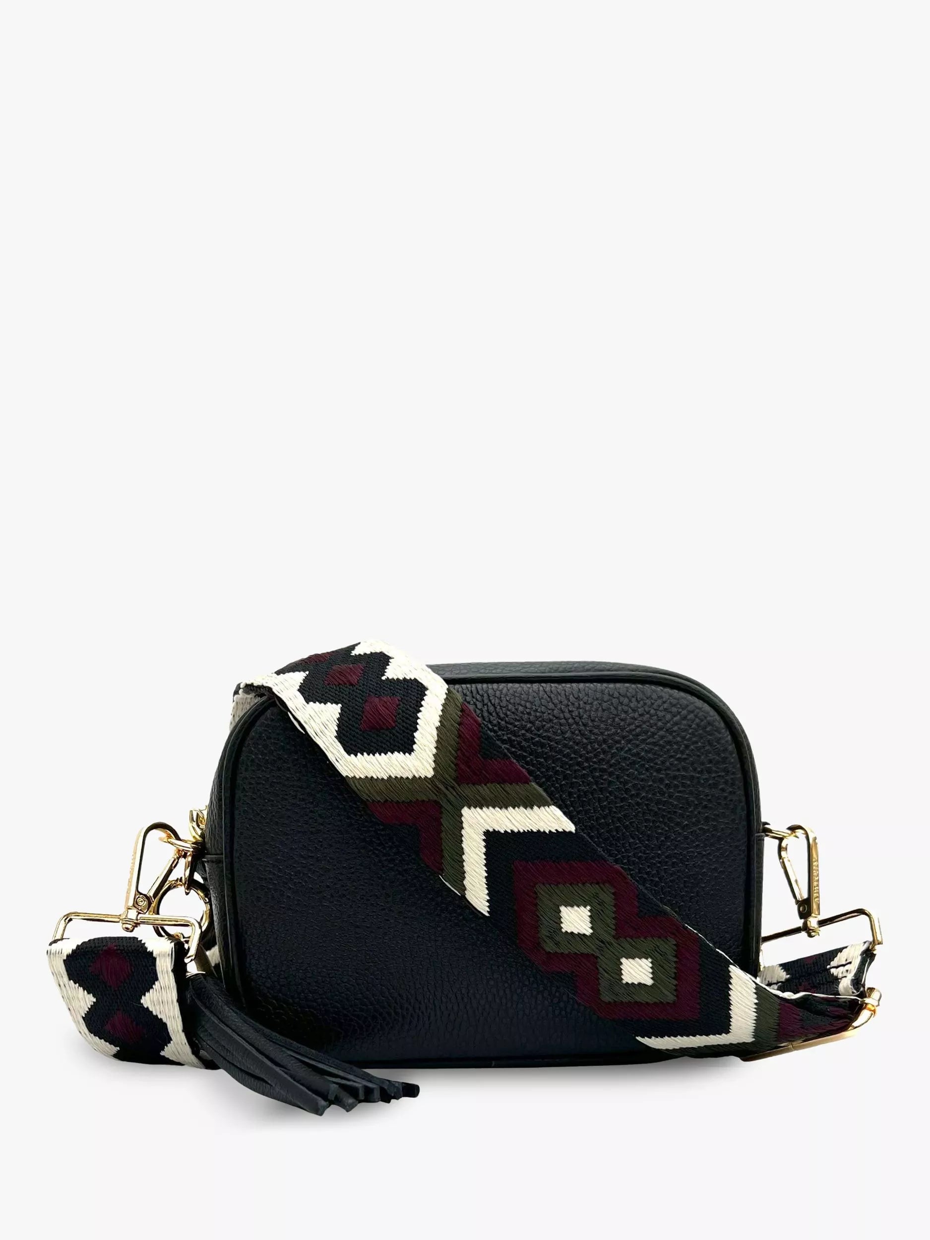 Apatchy London leather cross body bag black with adjustable strap - British product