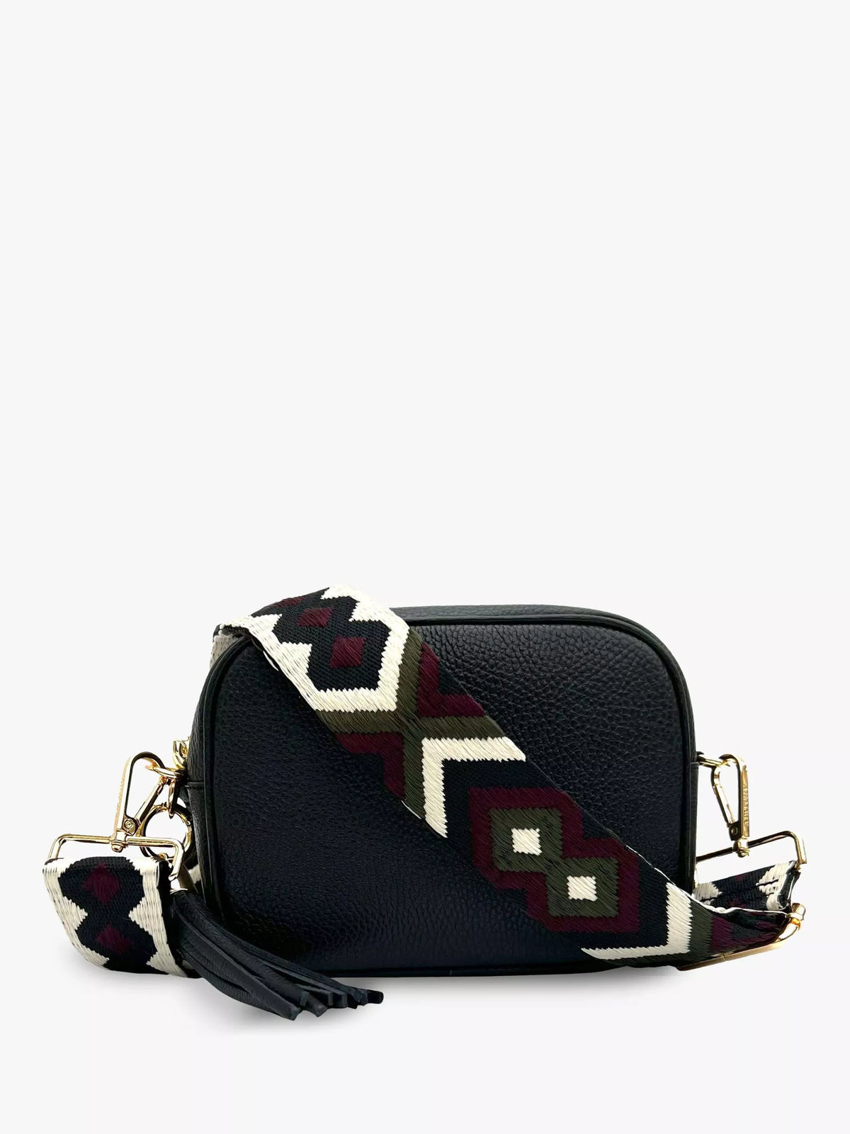 Apatchy London leather cross body bag black with adjustable strap - British product