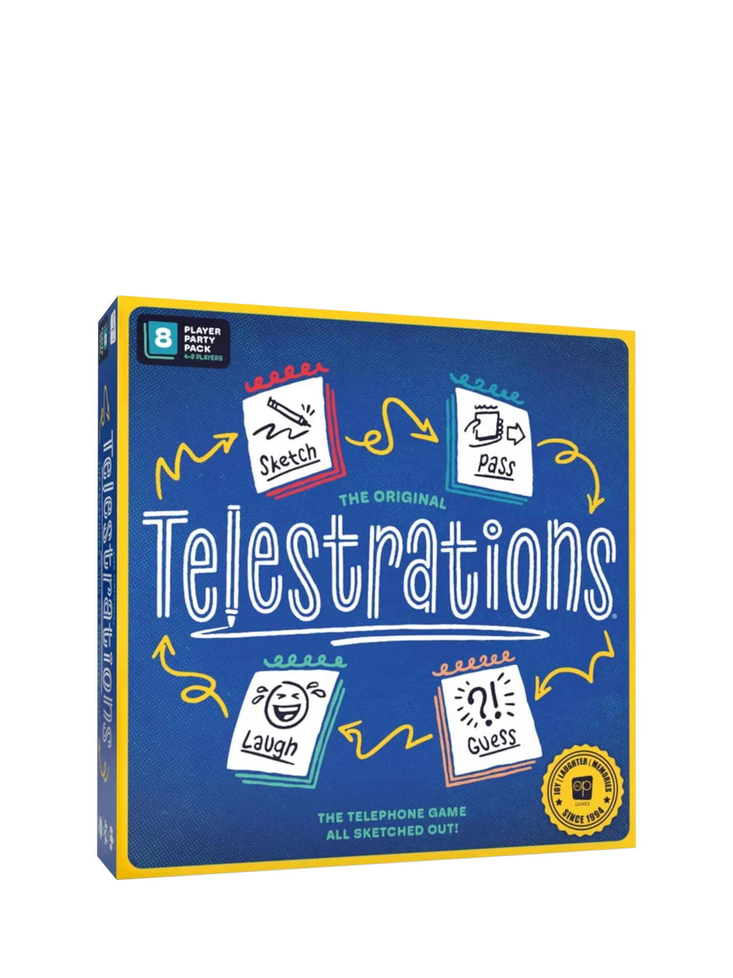 Asmodee Telestrations party game box, imported from the UK
