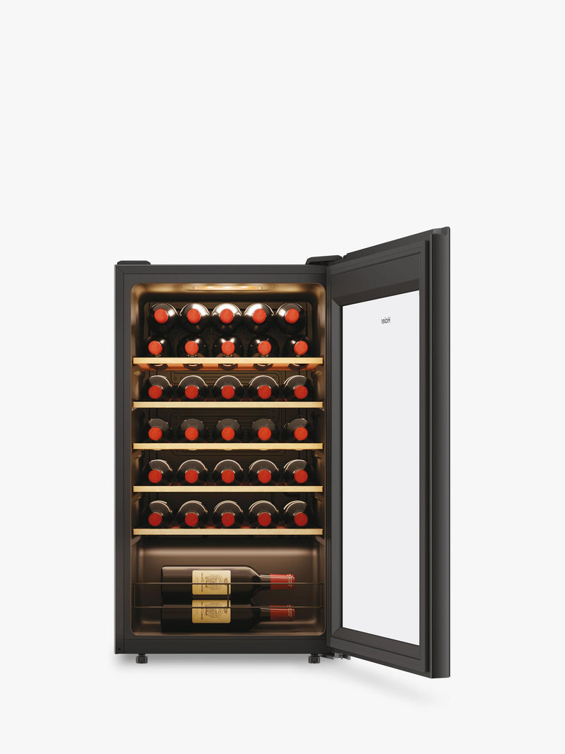Haier freestanding wine cooler 34-bottle black - British product