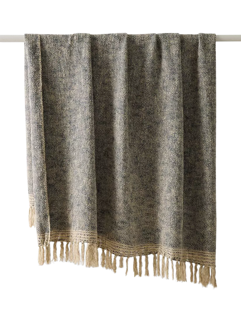 West Elm two-tone chunky linen throw - British product