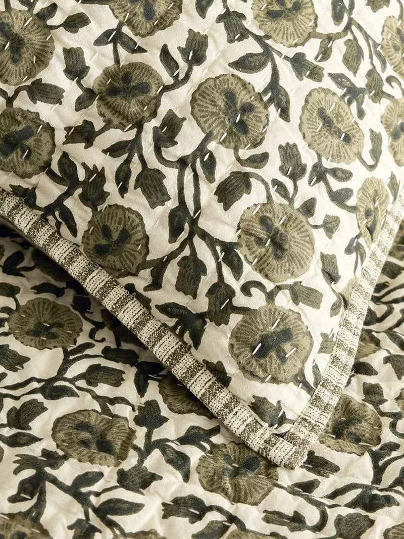 West Elm Laney floral quilted pillowsham - British product