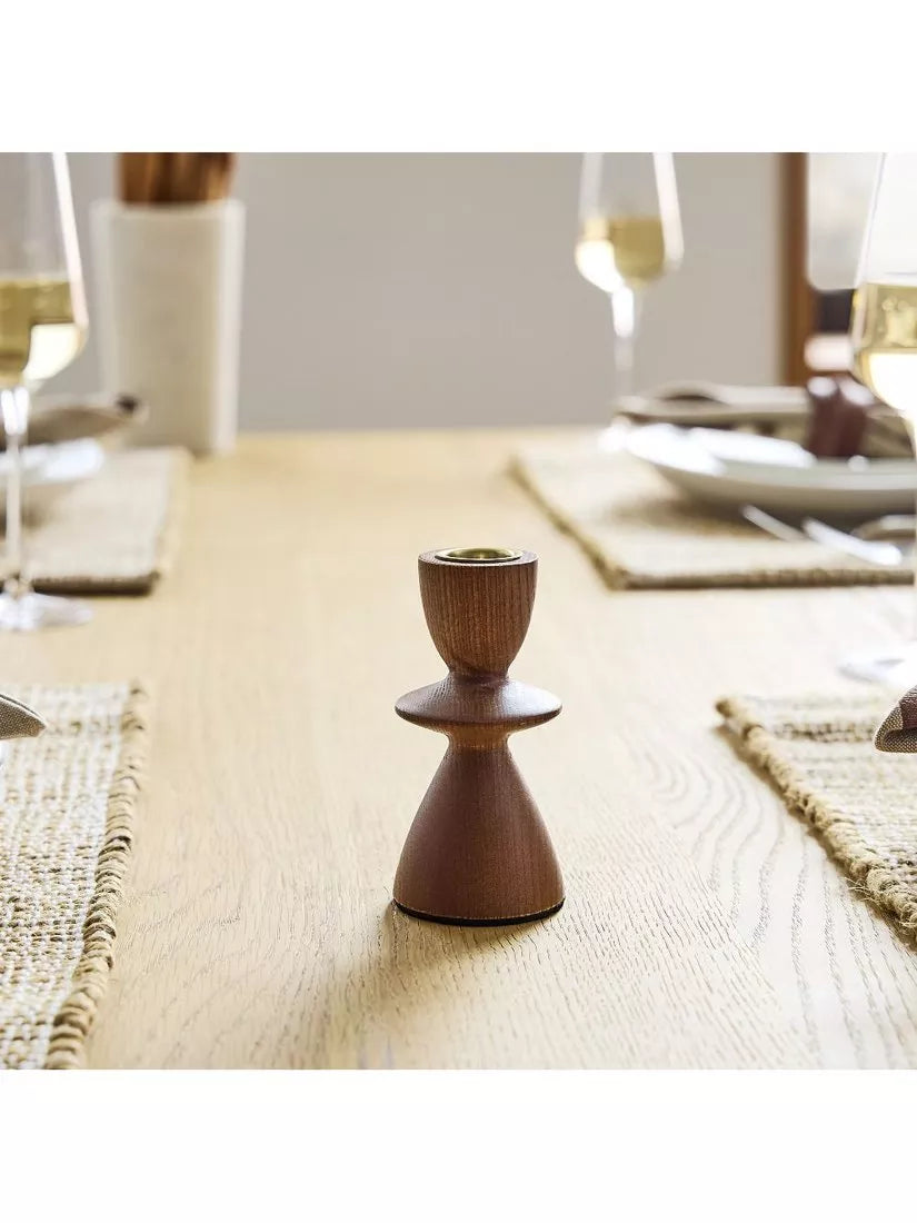 West Elm Tira Tapered Ash Wood Candle Holder