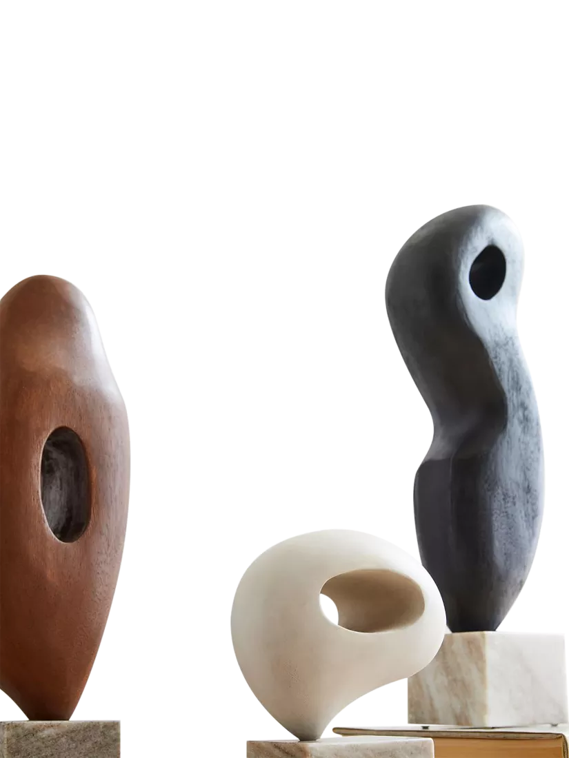 West Elm sculptural ornament in walnut - British product