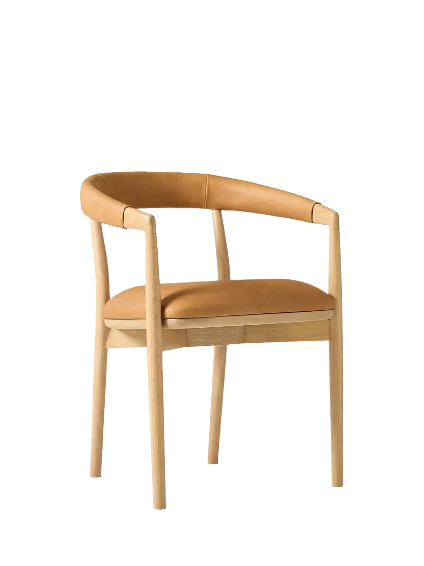 West Elm Irvine leather dining chair in Sesame, UK version