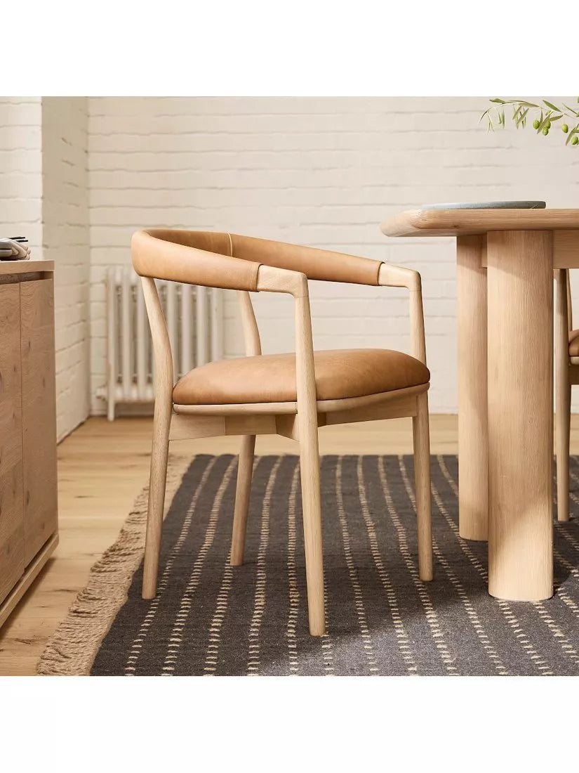 West Elm Irvine leather dining chair in Sesame, UK version