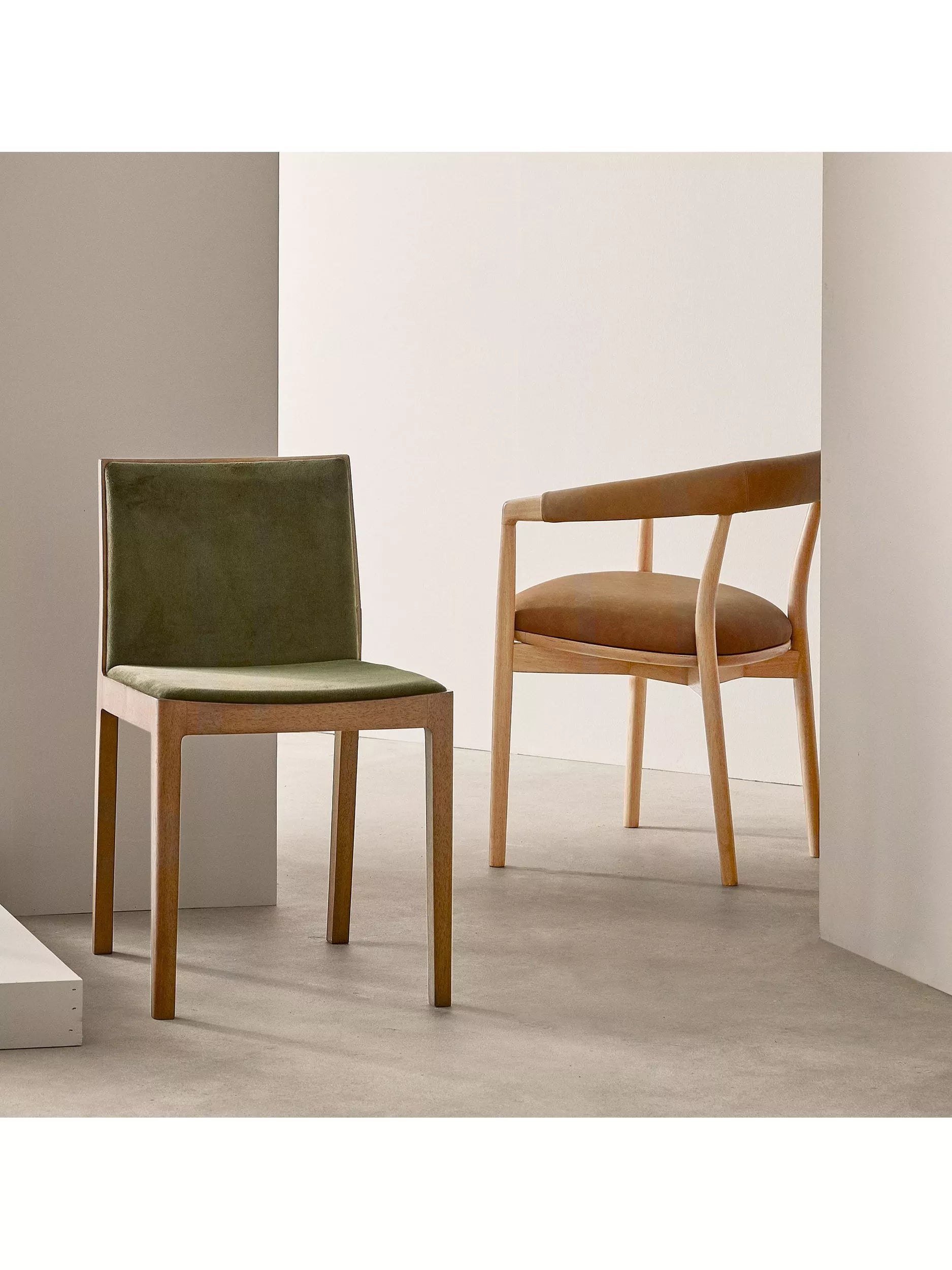 West Elm Irvine leather dining chair in Sesame, UK version
