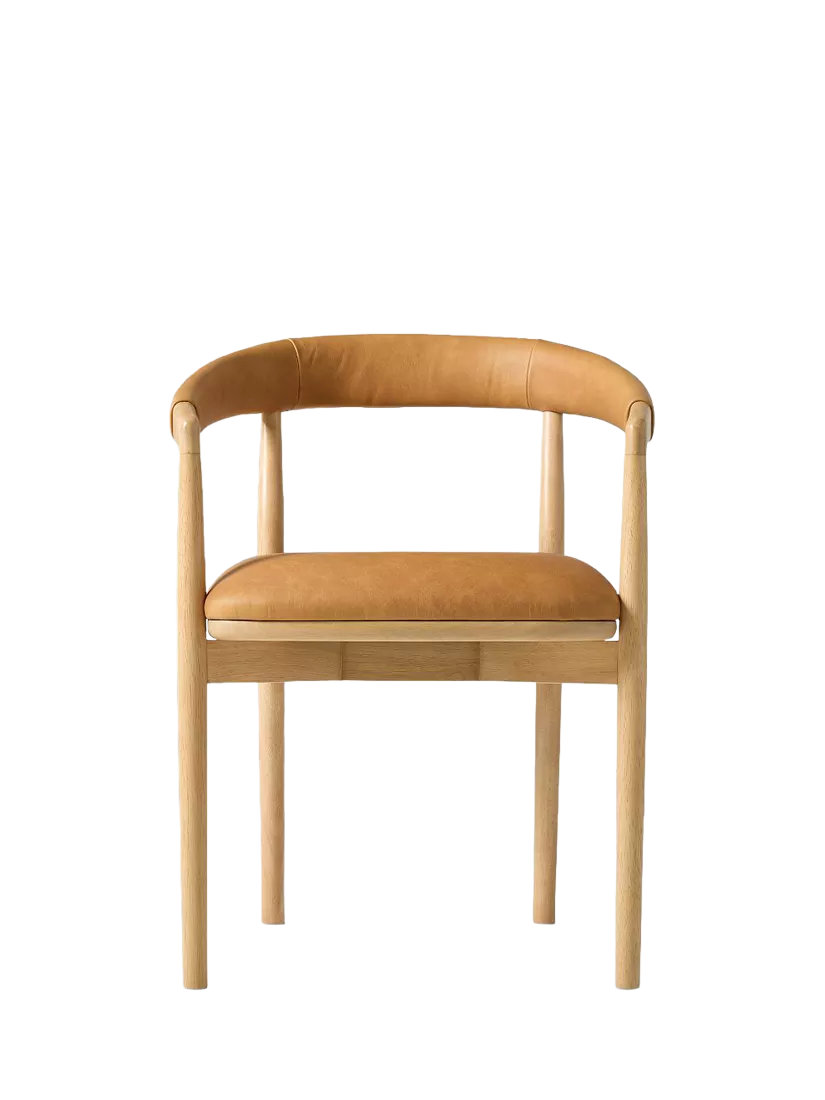 West Elm Irvine leather dining chair in Sesame, UK version