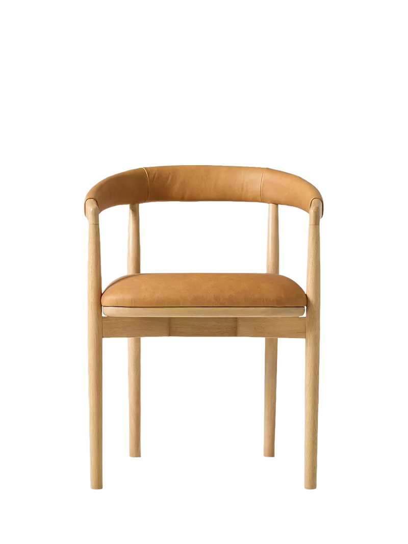 West Elm Irvine leather dining chair in Sesame, UK version