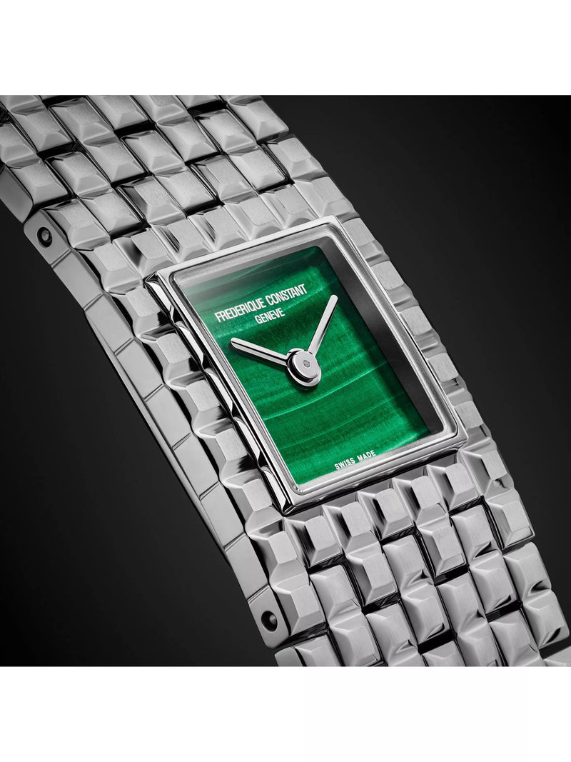 Frederique Constant women's square watch green malachite dial, imported from the UK