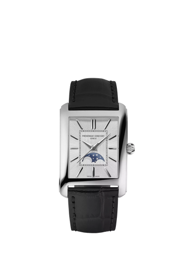 John Lewis Frederique Constant FC-333S4C6 Men's Classics Carrée Moonphase Automatic Silver Dial Leather Strap Watch- Buy online at McGrocer