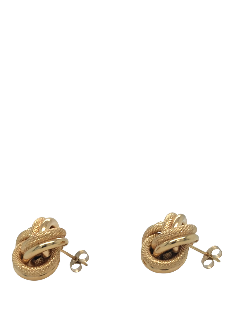 Vintage Fine Jewellery 9ct yellow gold knot stud earrings - British product