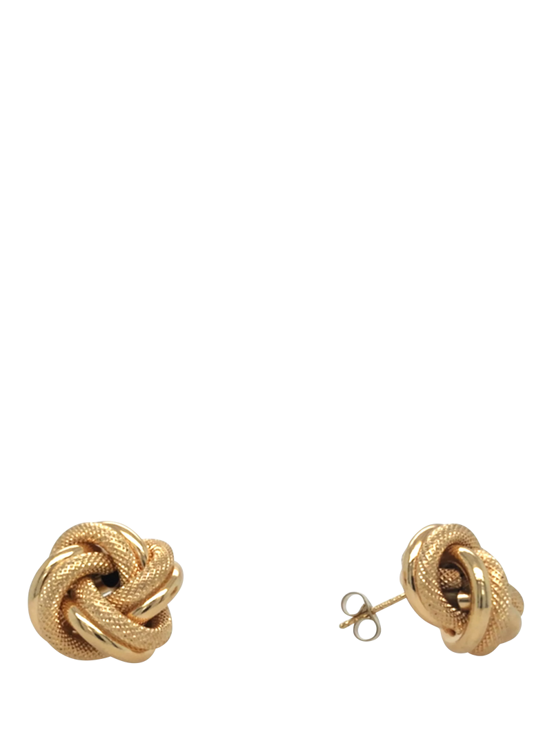 Vintage Fine Jewellery 9ct yellow gold knot stud earrings - British product