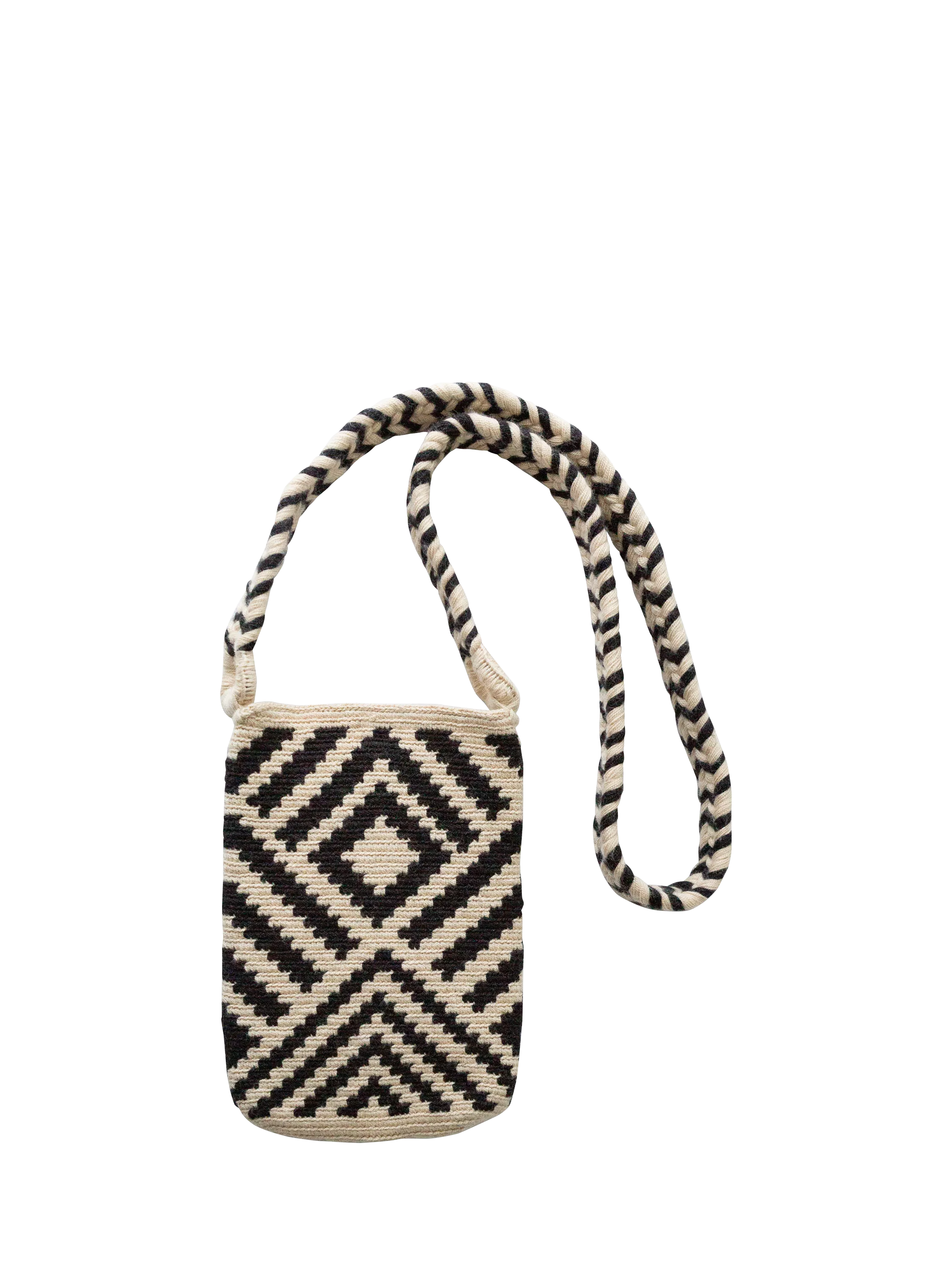 The Small Home Wayuu geometric crossbody bag black white, imported from the UK