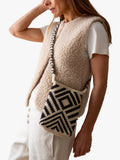 The Small Home Wayuu geometric crossbody bag black white, imported from the UK