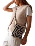 The Small Home Wayuu geometric crossbody bag black white, imported from the UK