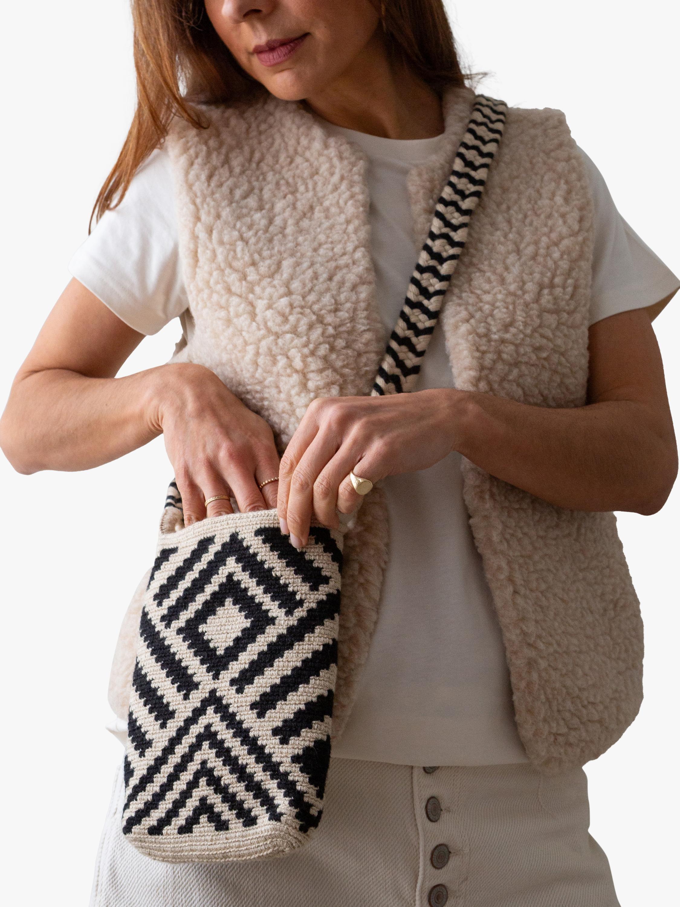 The Small Home Wayuu geometric crossbody bag black white, imported from the UK