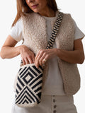 The Small Home Wayuu geometric crossbody bag black white, imported from the UK