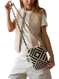 The Small Home Wayuu geometric crossbody bag black white, imported from the UK