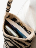The Small Home Wayuu geometric crossbody bag black white, imported from the UK