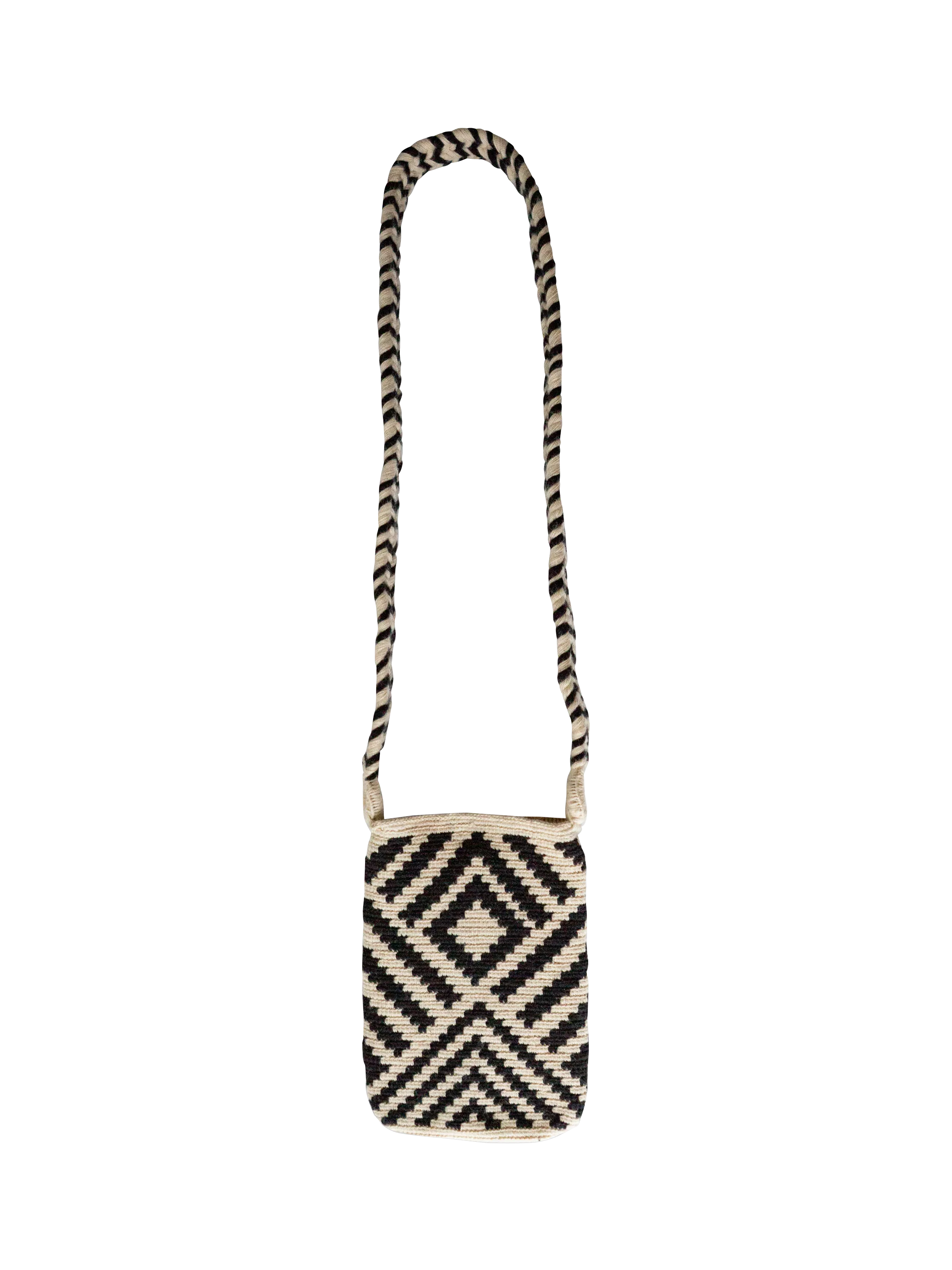 The Small Home Wayuu geometric crossbody bag black white, imported from the UK