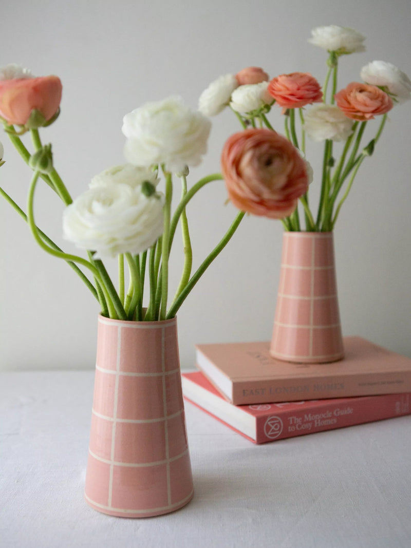 The Small Home check vase multi H17cm (British brand)