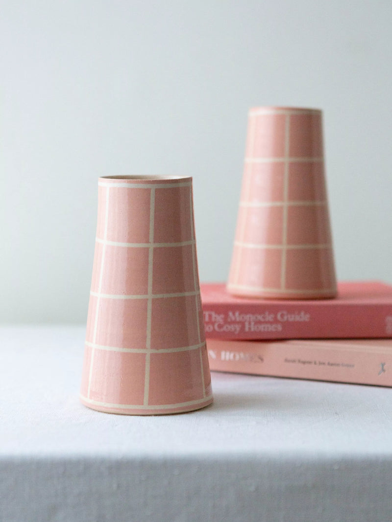 The Small Home check vase multi H17cm (British brand)