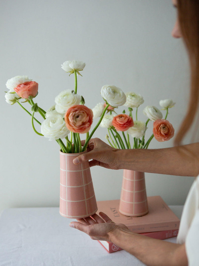 The Small Home check vase multi H17cm (British brand)