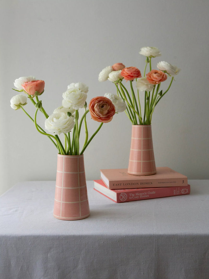 The Small Home check vase multi H17cm (British brand)