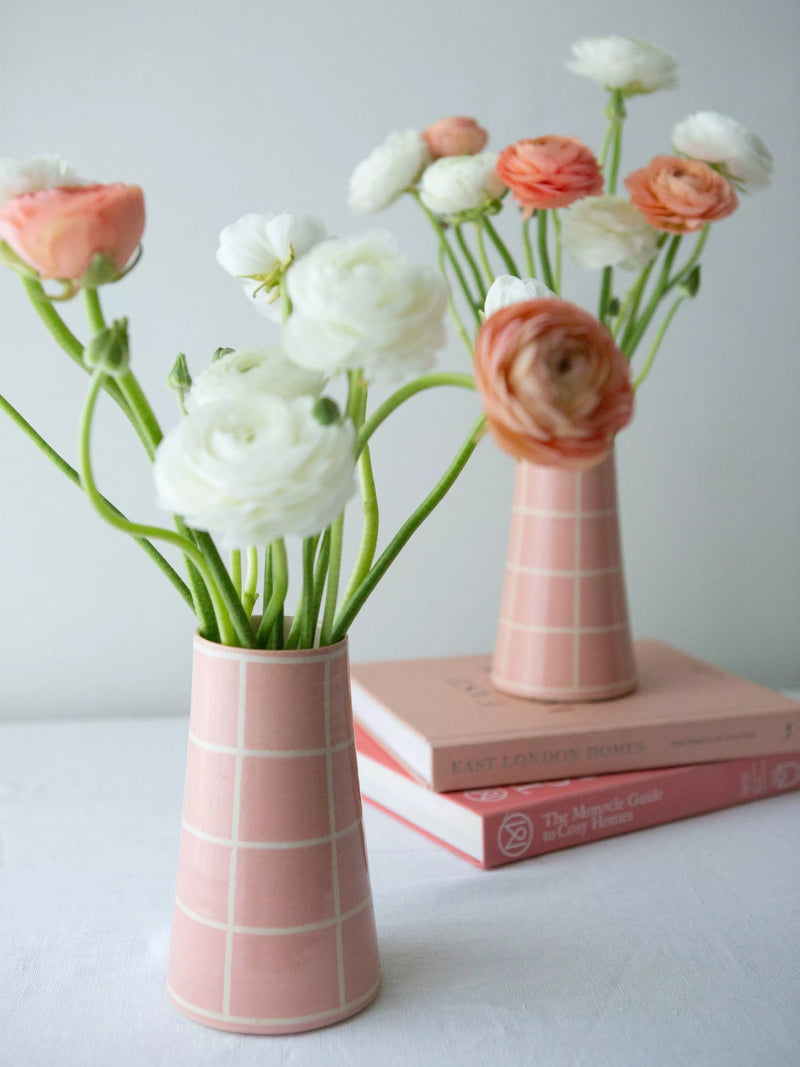 The Small Home check vase multi H17cm (British brand)